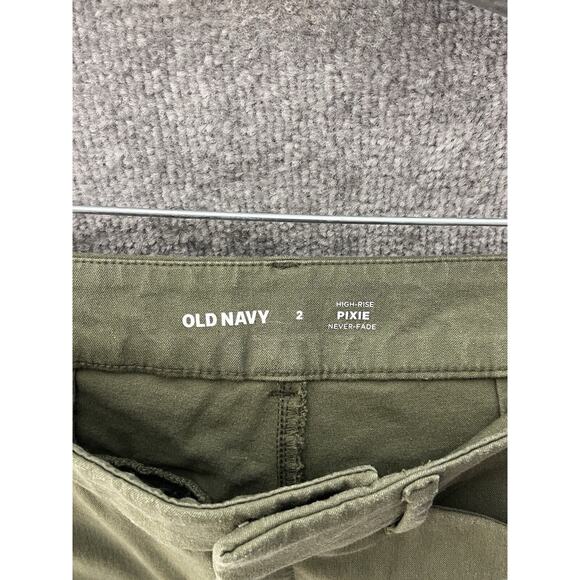 Old‎ Navy High Rise Pixie Chino Pants Womens Size 2 Green Stretch Pockets - Picture 3 of 9
